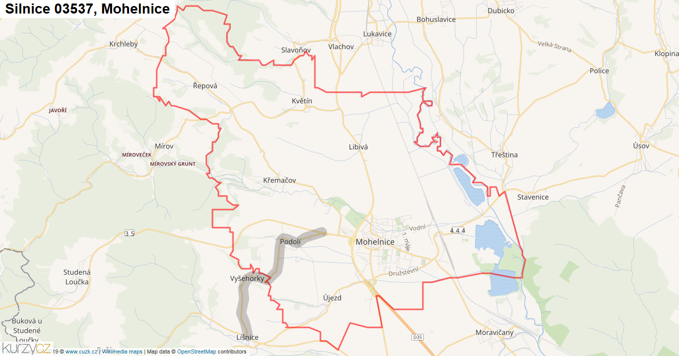 Mohelnice, Silnice 03537 - Mapa