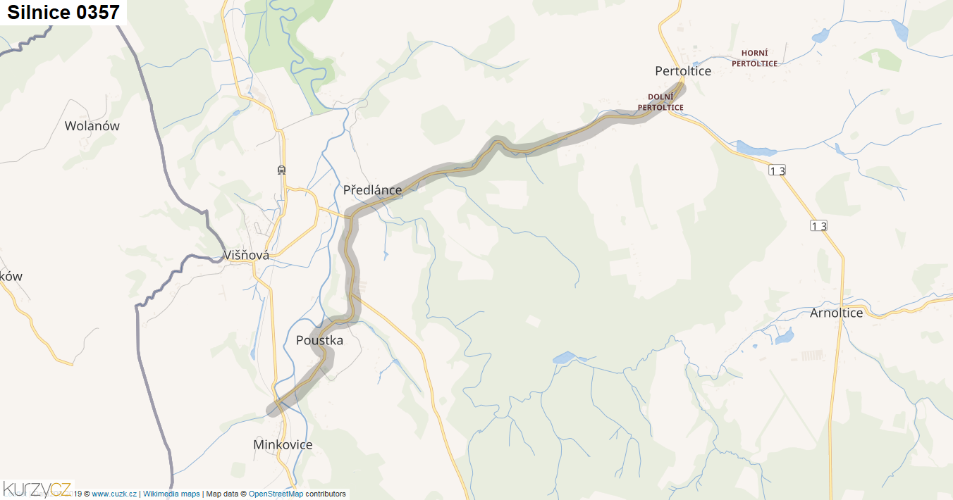 Silnice 0357 - mapa Silnice 0357