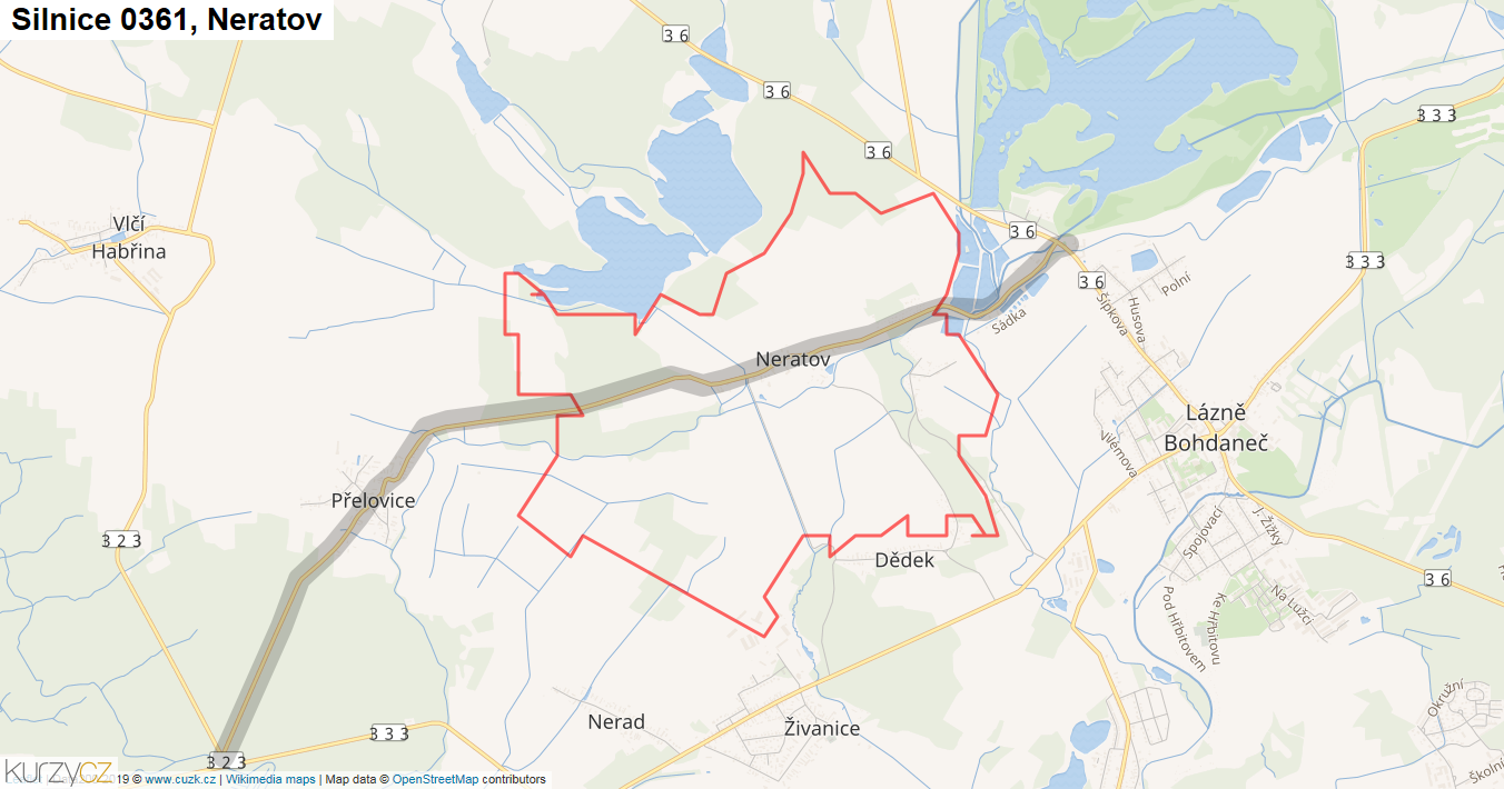 Neratov, Silnice 0361 - Mapa