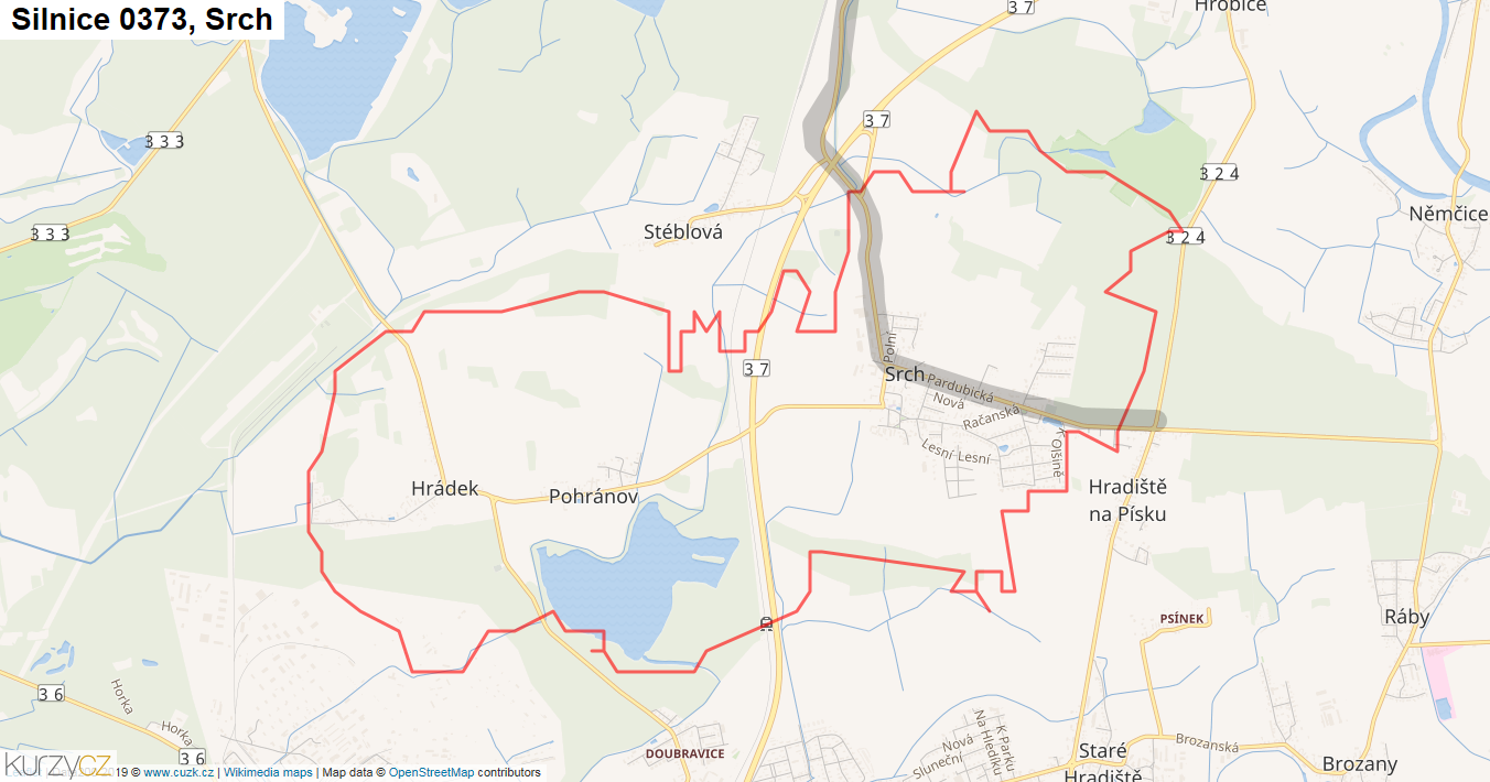 Srch, Silnice 0373 - Mapa