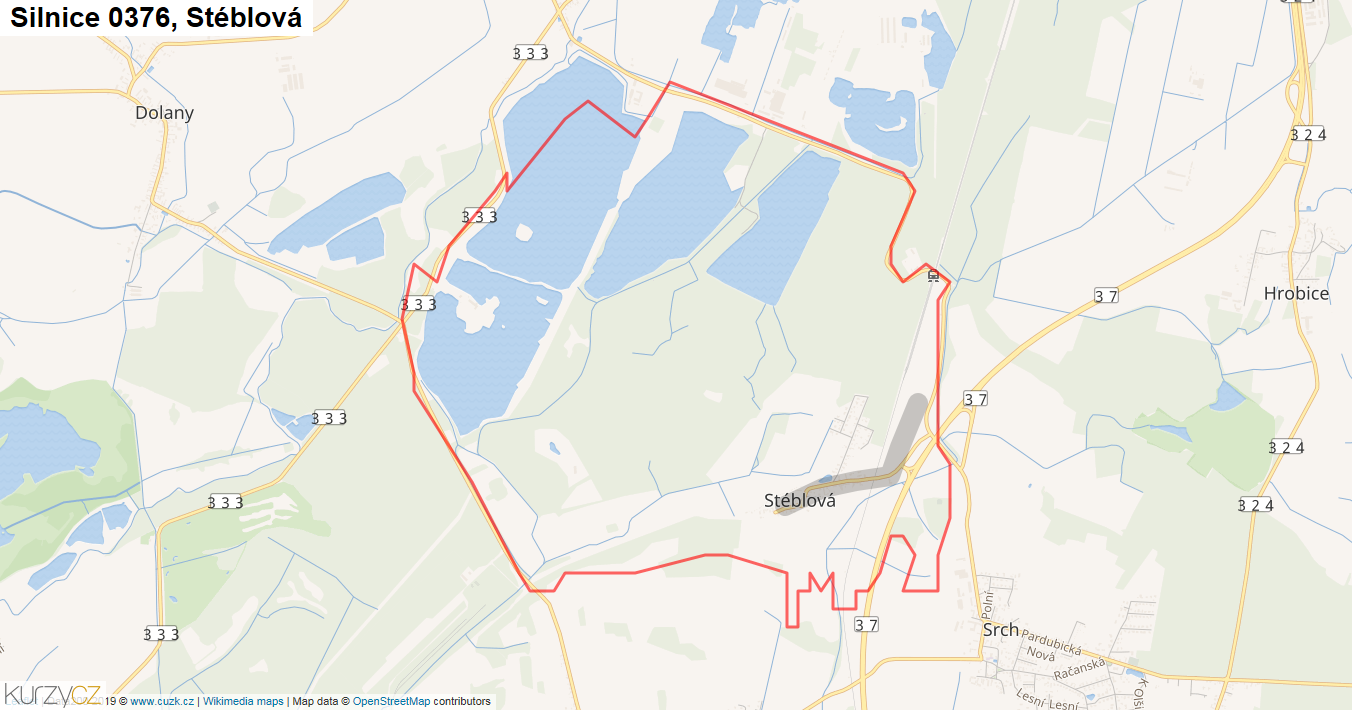 Stéblová, Silnice 0376 - Mapa