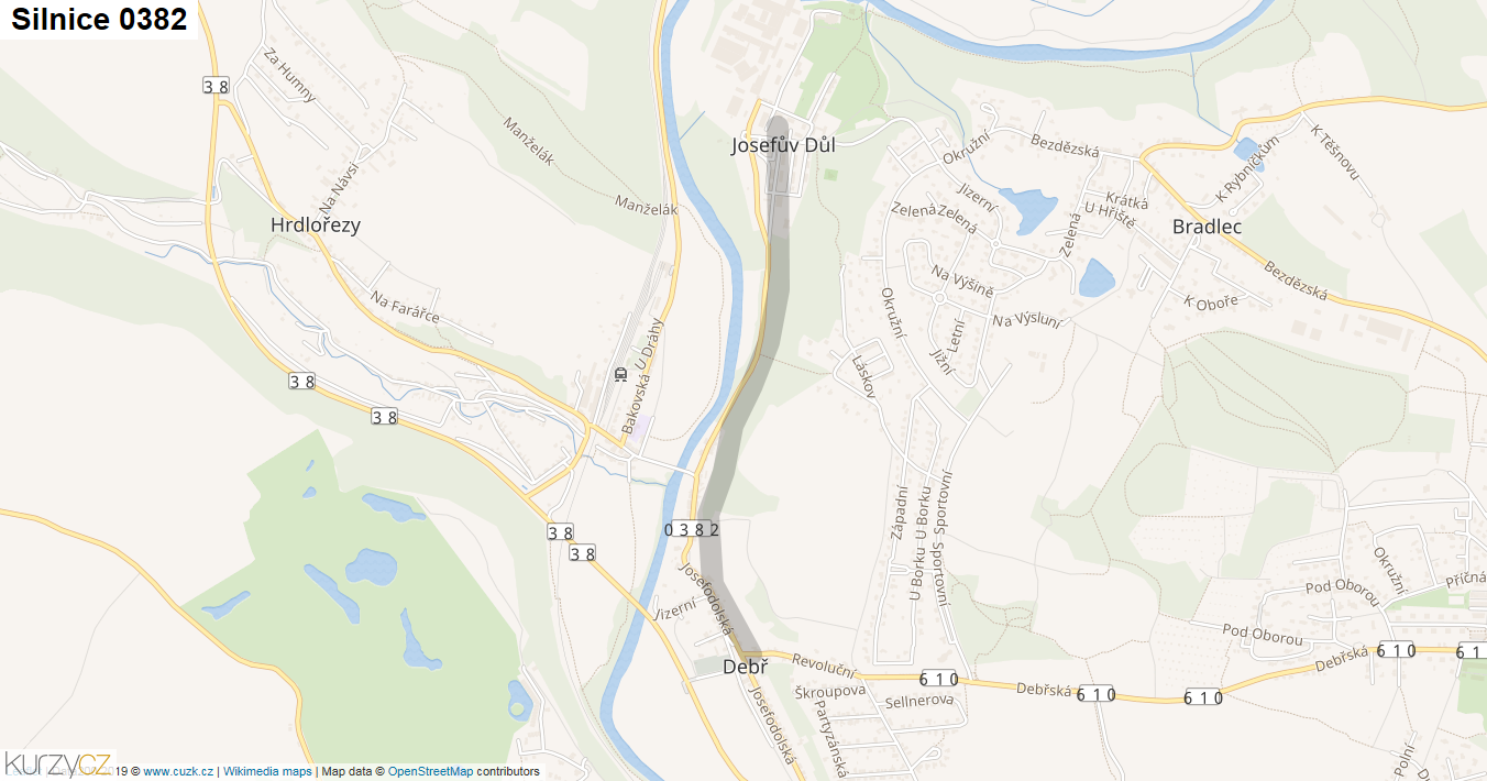 Silnice 0382 - mapa Silnice 0382