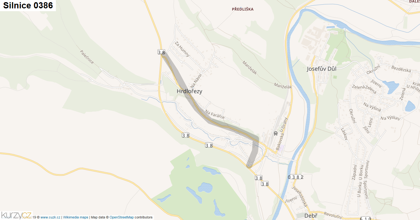Silnice 0386 - mapa Silnice 0386