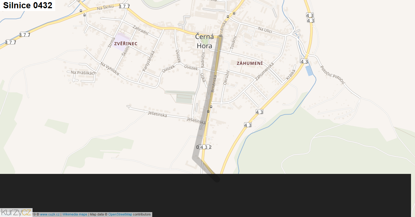Silnice 0432 - mapa Silnice 0432