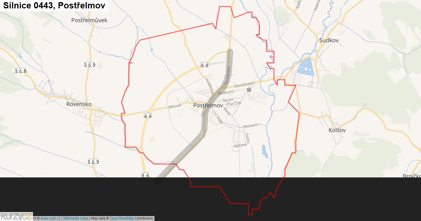 Postřelmov, Silnice 0443 - Mapa