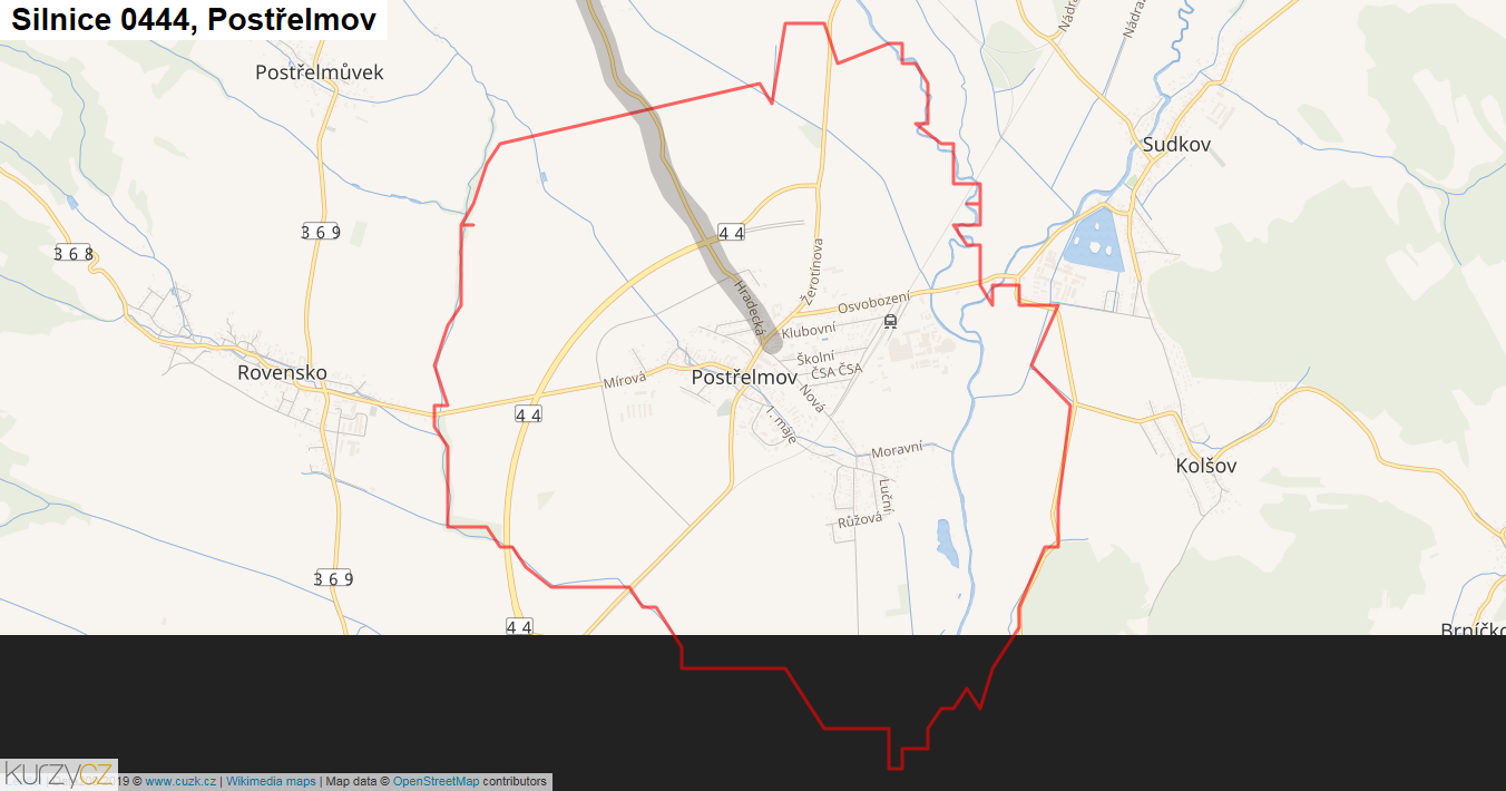Postřelmov, Silnice 0444 - Mapa