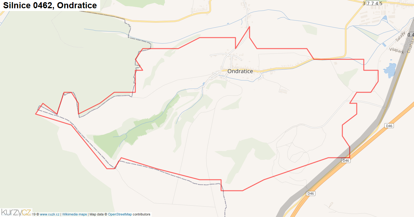 Ondratice, Silnice 0462 - Mapa