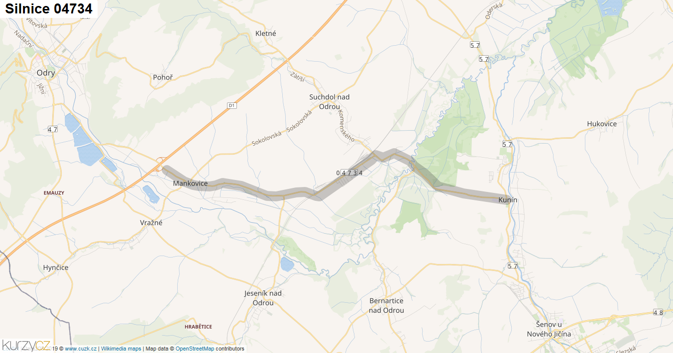 Silnice 04734 - mapa Silnice 04734