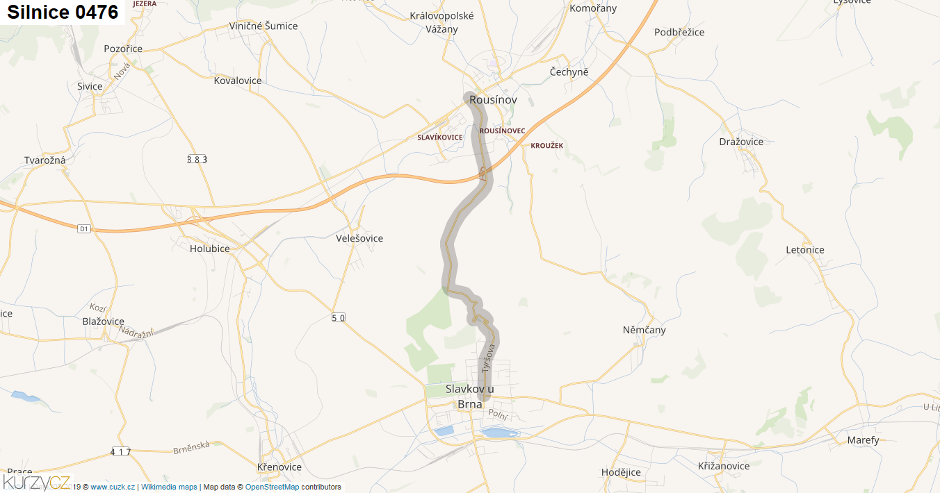 Silnice 0476 - mapa Silnice 0476