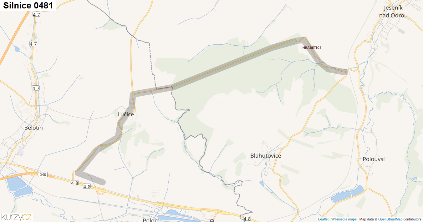 Silnice 0481 - mapa Silnice 0481