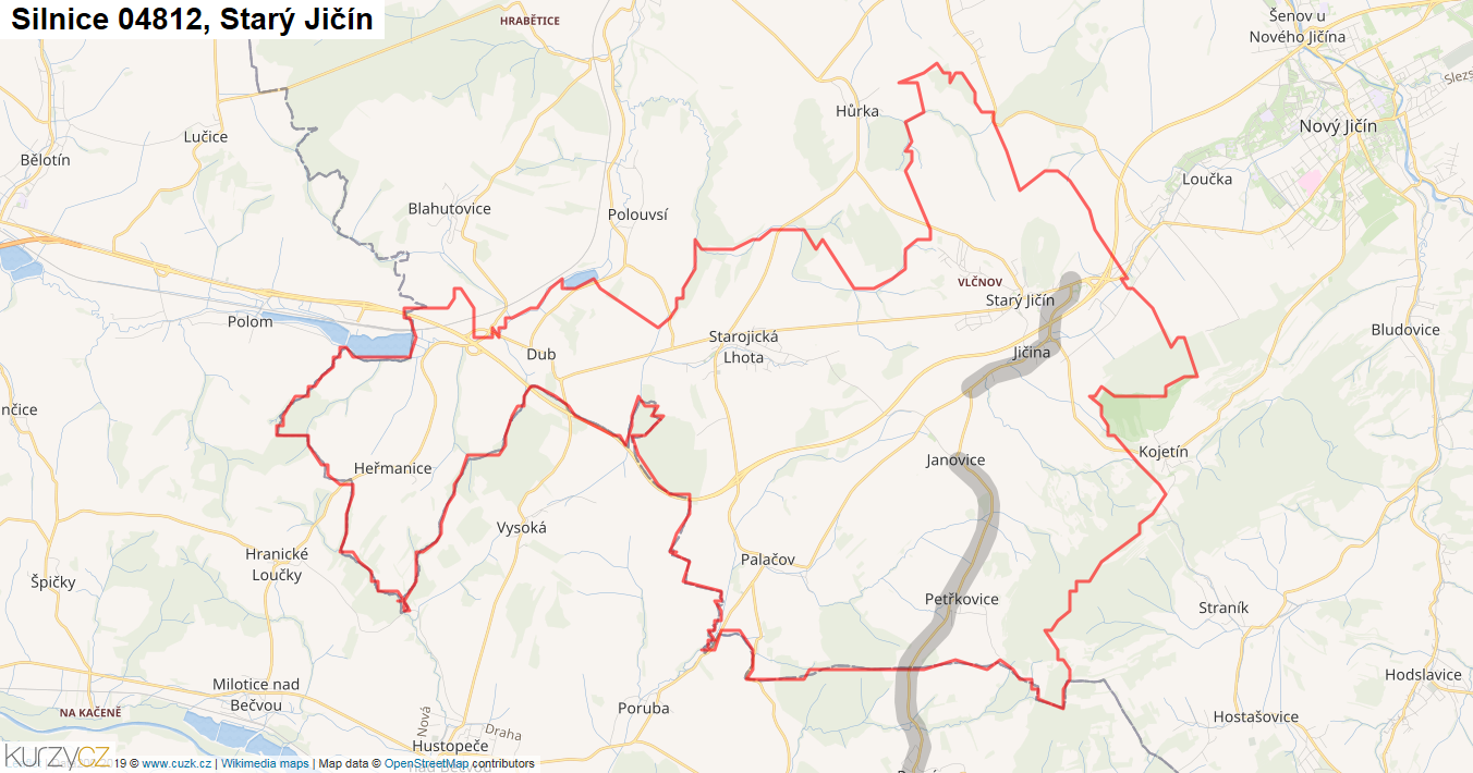 Starý Jičín, Silnice 04812 - Mapa