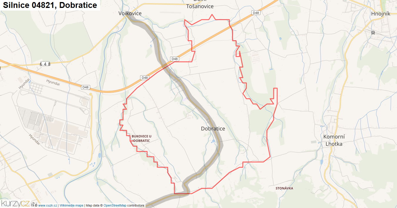 Dobratice, Silnice 04821 - Mapa
