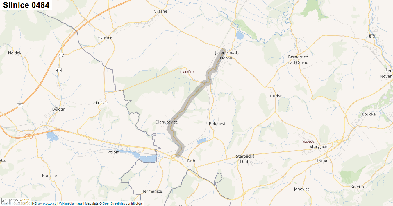 Silnice 0484 - mapa Silnice 0484