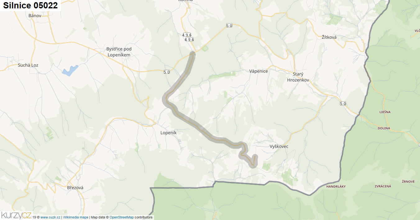 Silnice 05022 - mapa Silnice 05022