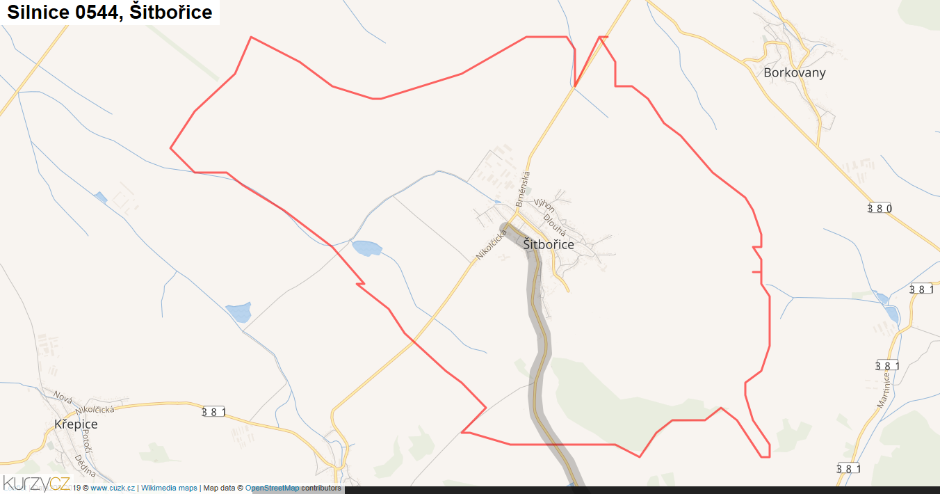 Šitbořice, Silnice 0544 - Mapa