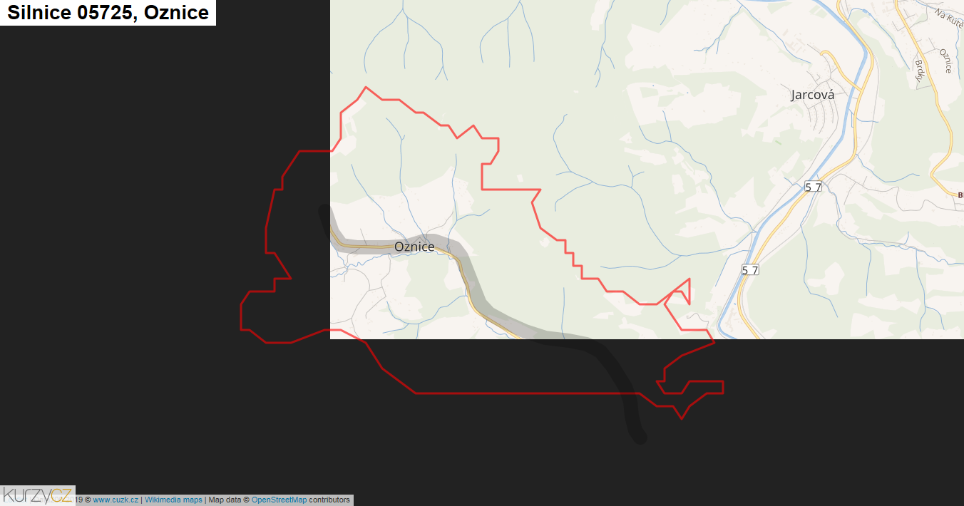 Oznice, Silnice 05725 - Mapa