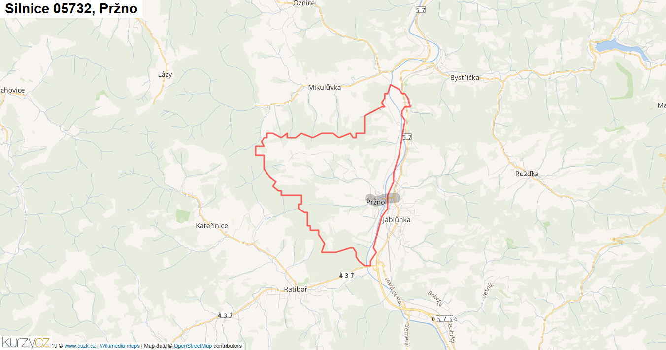 Pržno, Silnice 05732 - Mapa