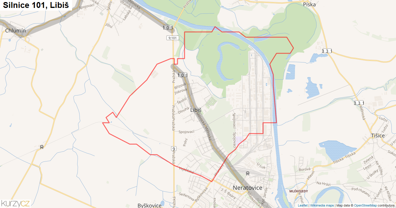 Libiš, Silnice 101 - Mapa