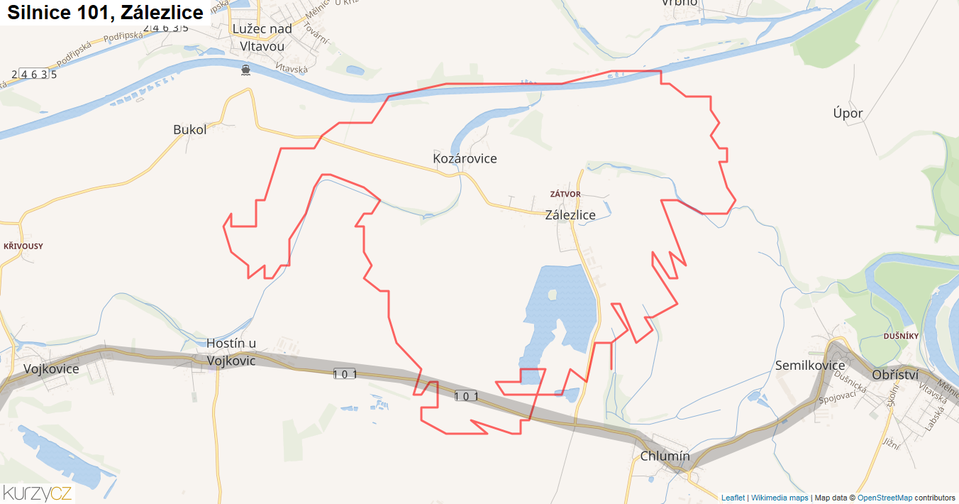 Zálezlice, Silnice 101 - Mapa