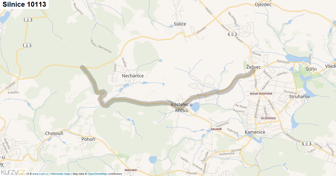 Silnice 10113 - mapa Silnice 10113