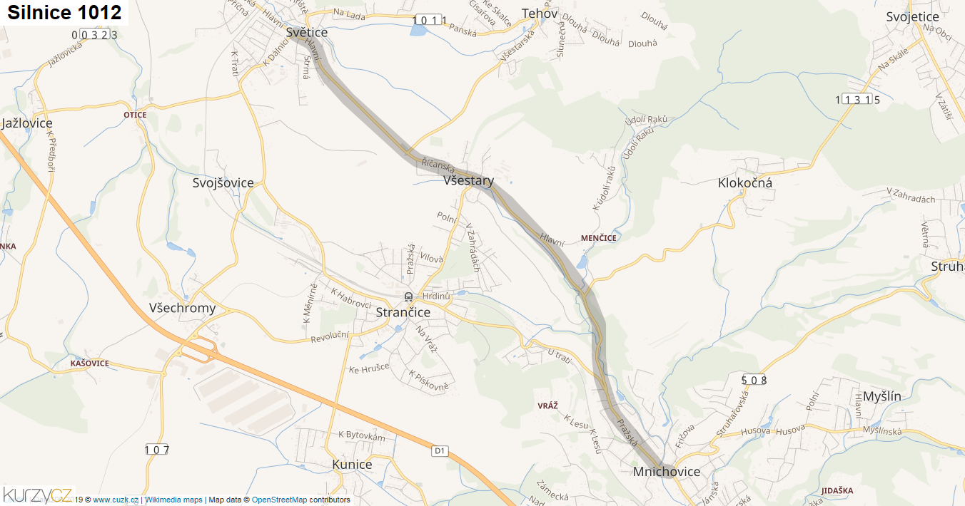 Silnice 1012 - mapa Silnice 1012