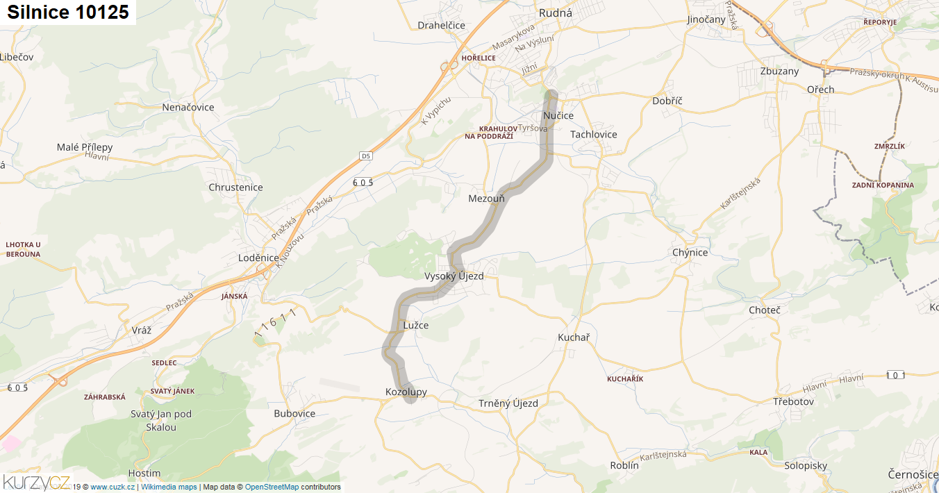 Silnice 10125 - mapa Silnice 10125
