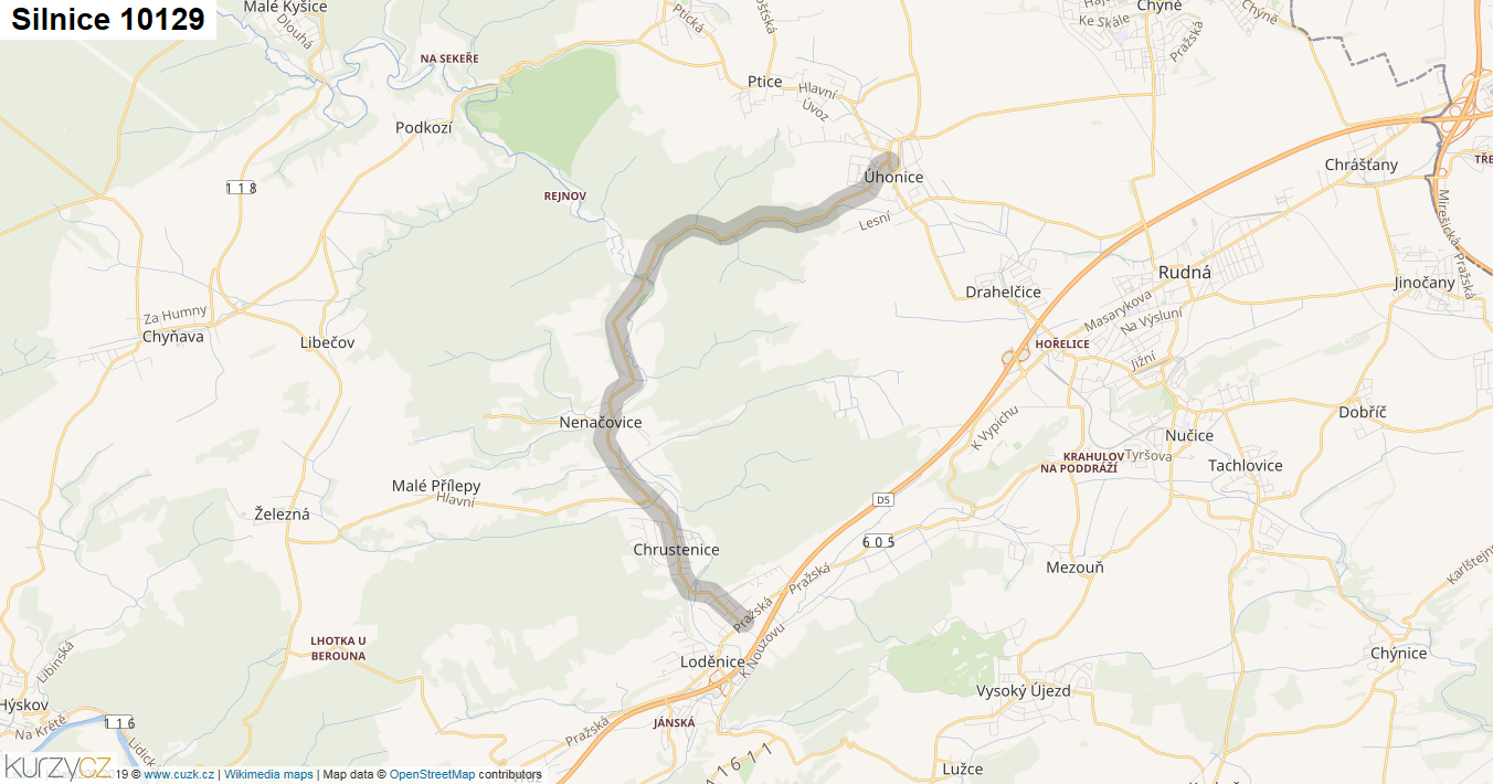 Silnice 10129 - mapa Silnice 10129