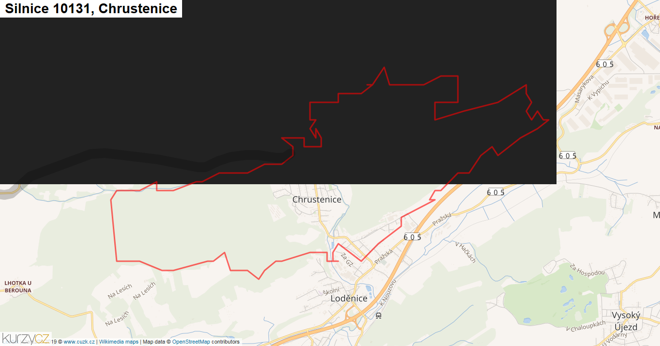 Chrustenice, Silnice 10131 - Mapa