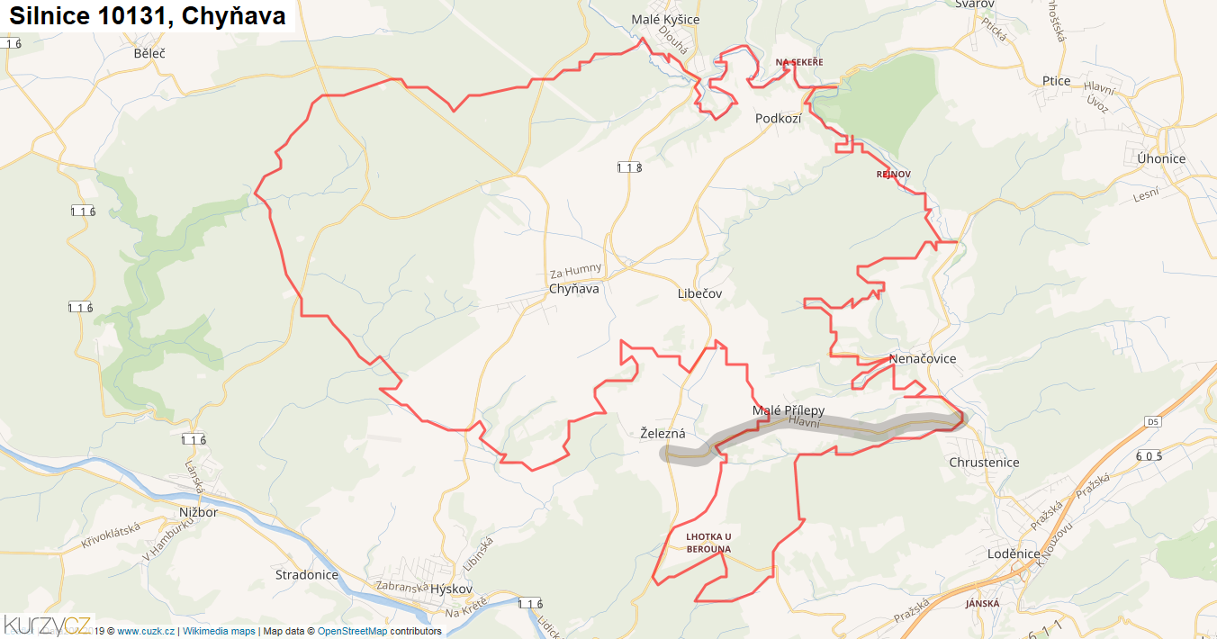 Chyňava, Silnice 10131 - Mapa