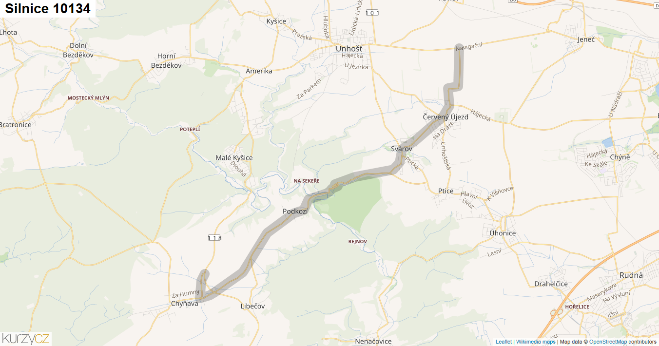 Silnice 10134 - mapa Silnice 10134