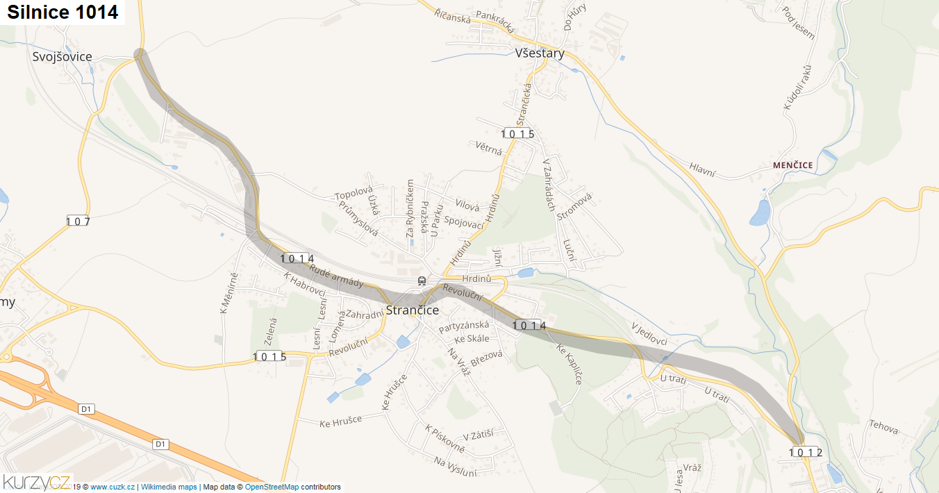 Silnice 1014 - mapa Silnice 1014