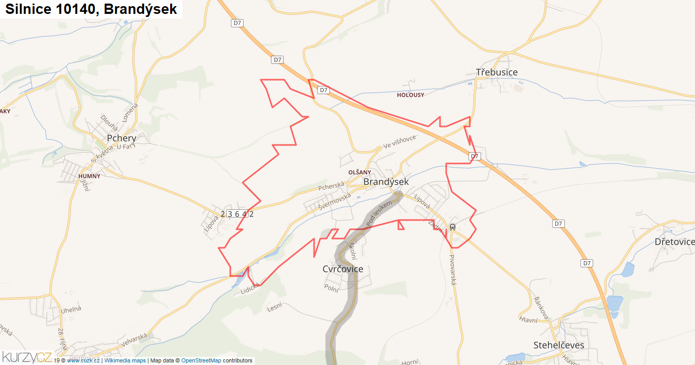 Brandýsek, Silnice 10140 - Mapa