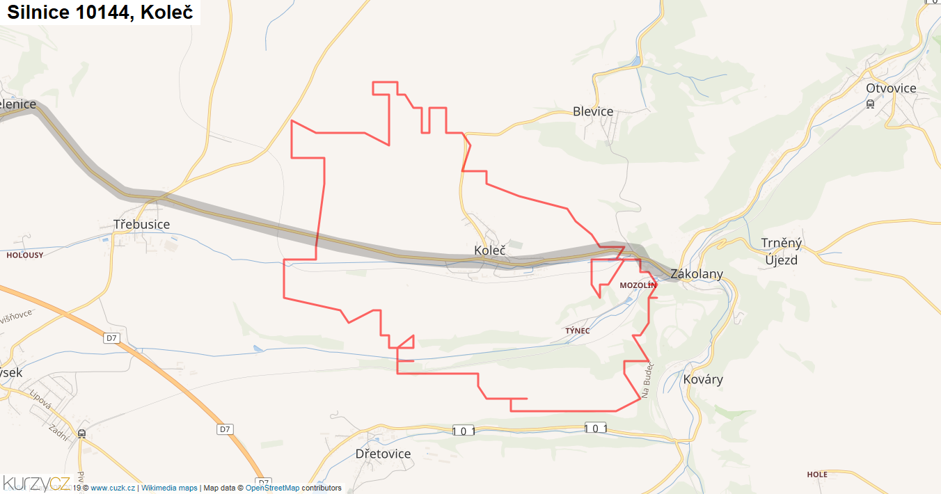 Koleč, Silnice 10144 - Mapa