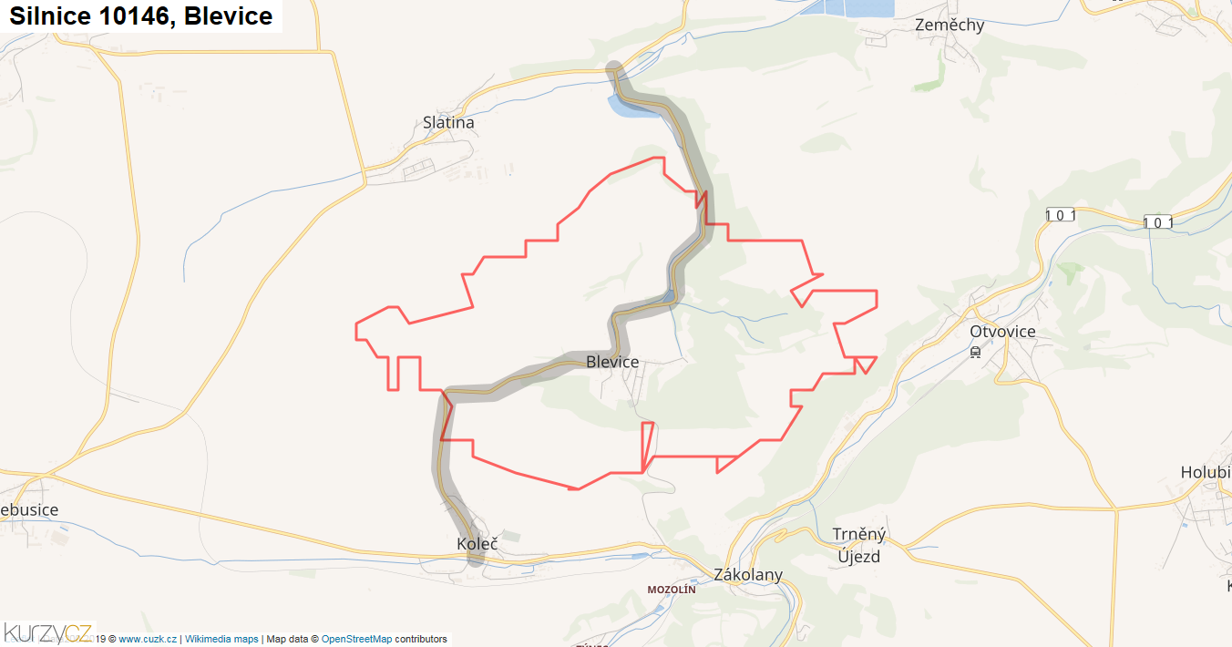 Blevice, Silnice 10146 - Mapa