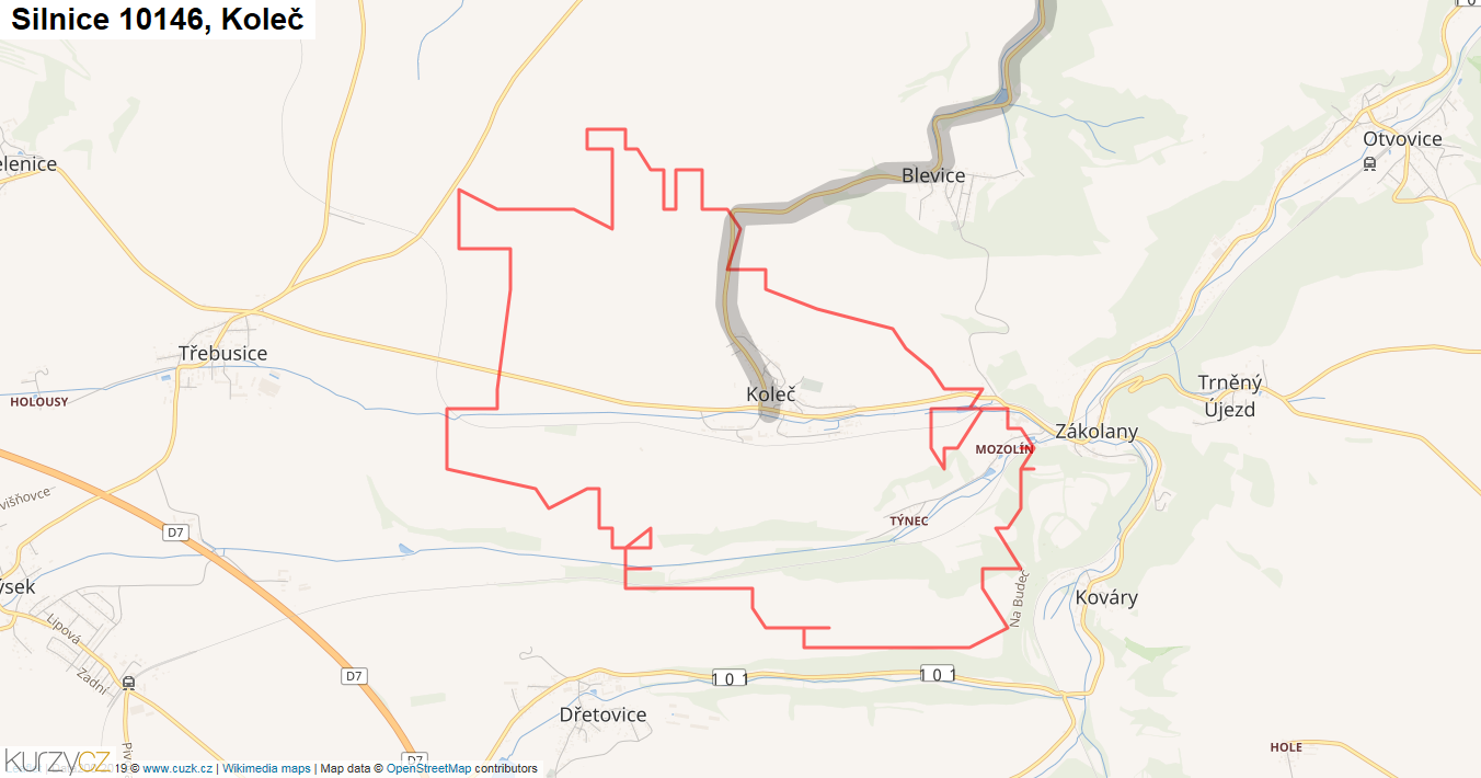 Koleč, Silnice 10146 - Mapa