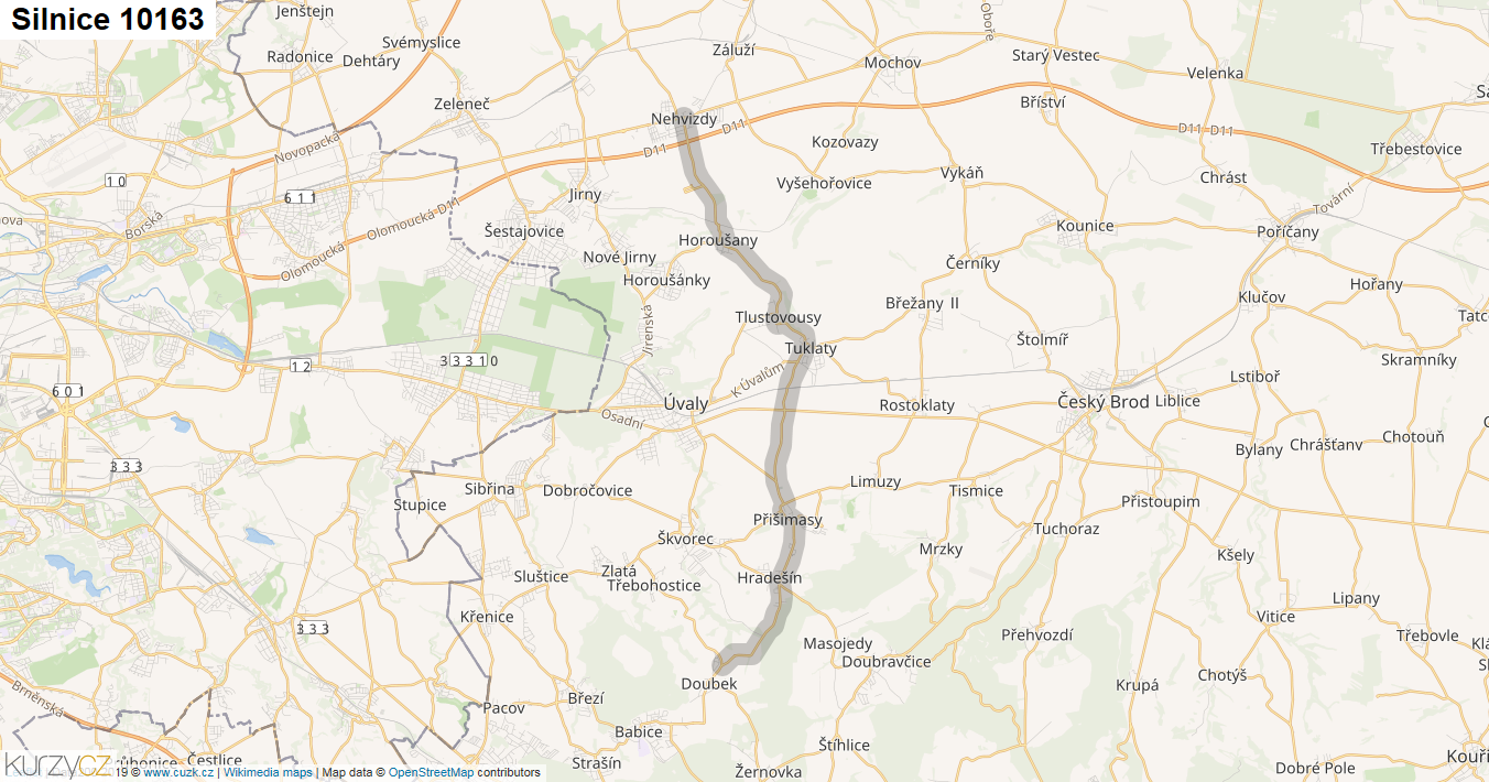 Silnice 10163 - mapa Silnice 10163