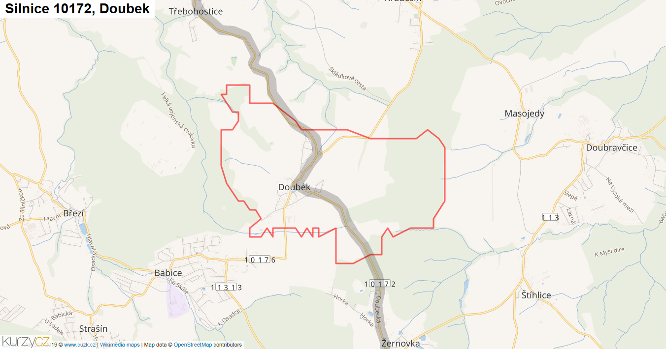 Doubek, Silnice 10172 - Mapa
