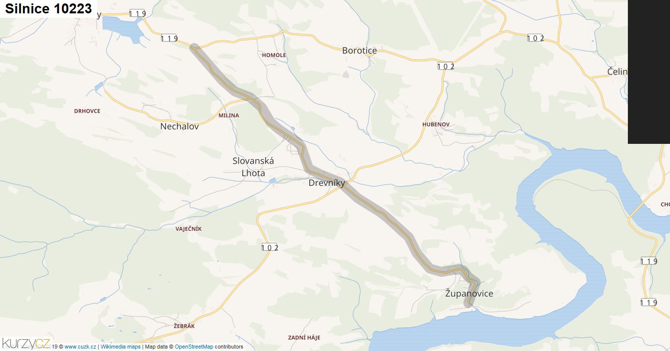 Silnice 10223 - mapa Silnice 10223