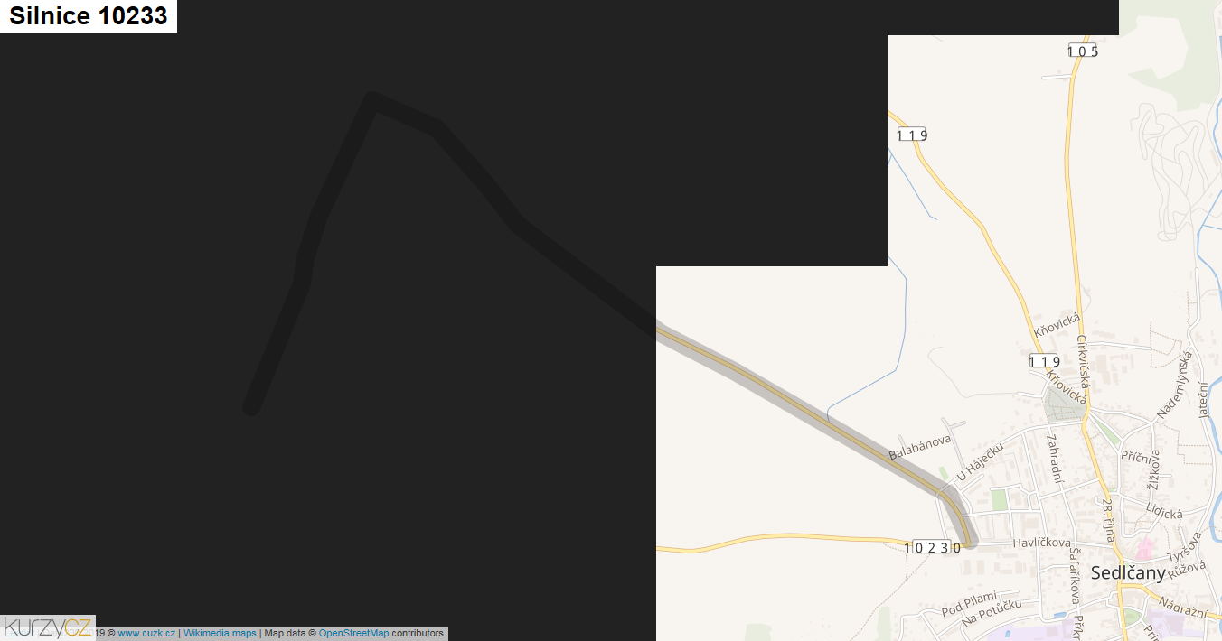Silnice 10233 - mapa Silnice 10233