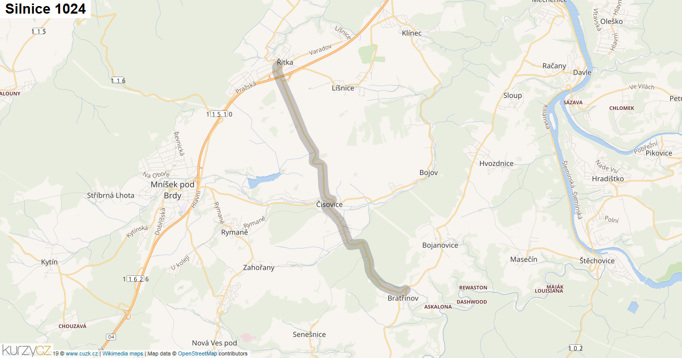 Silnice 1024 - mapa Silnice 1024