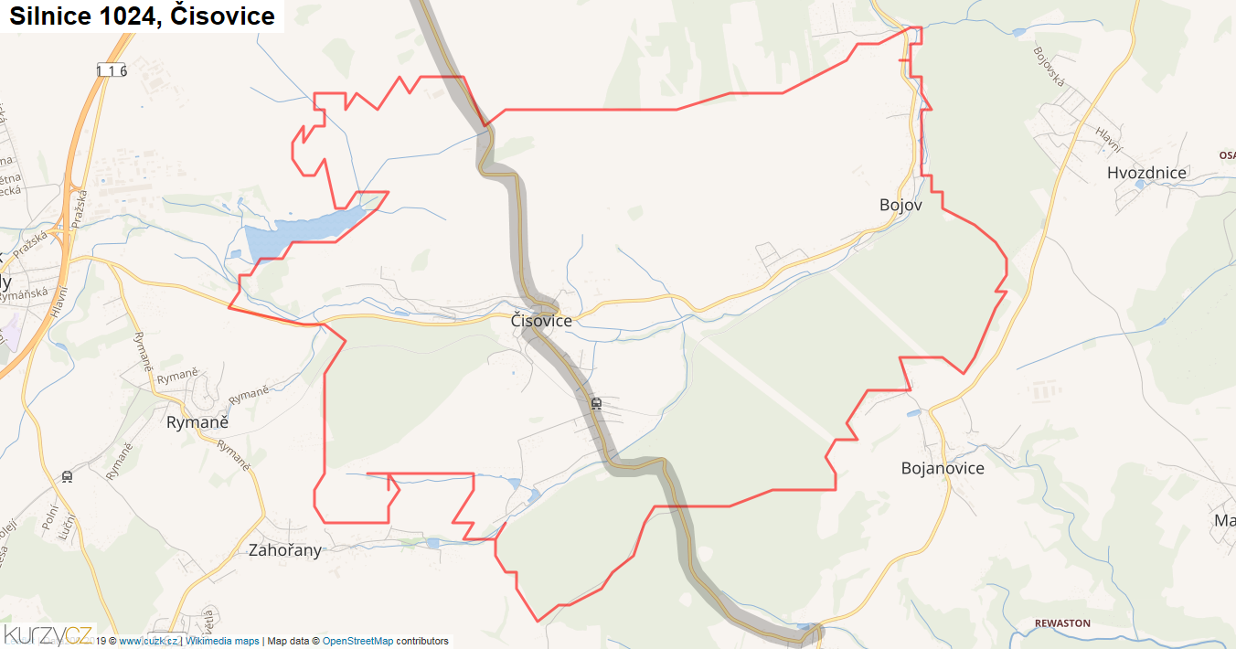 Čisovice, Silnice 1024 - Mapa