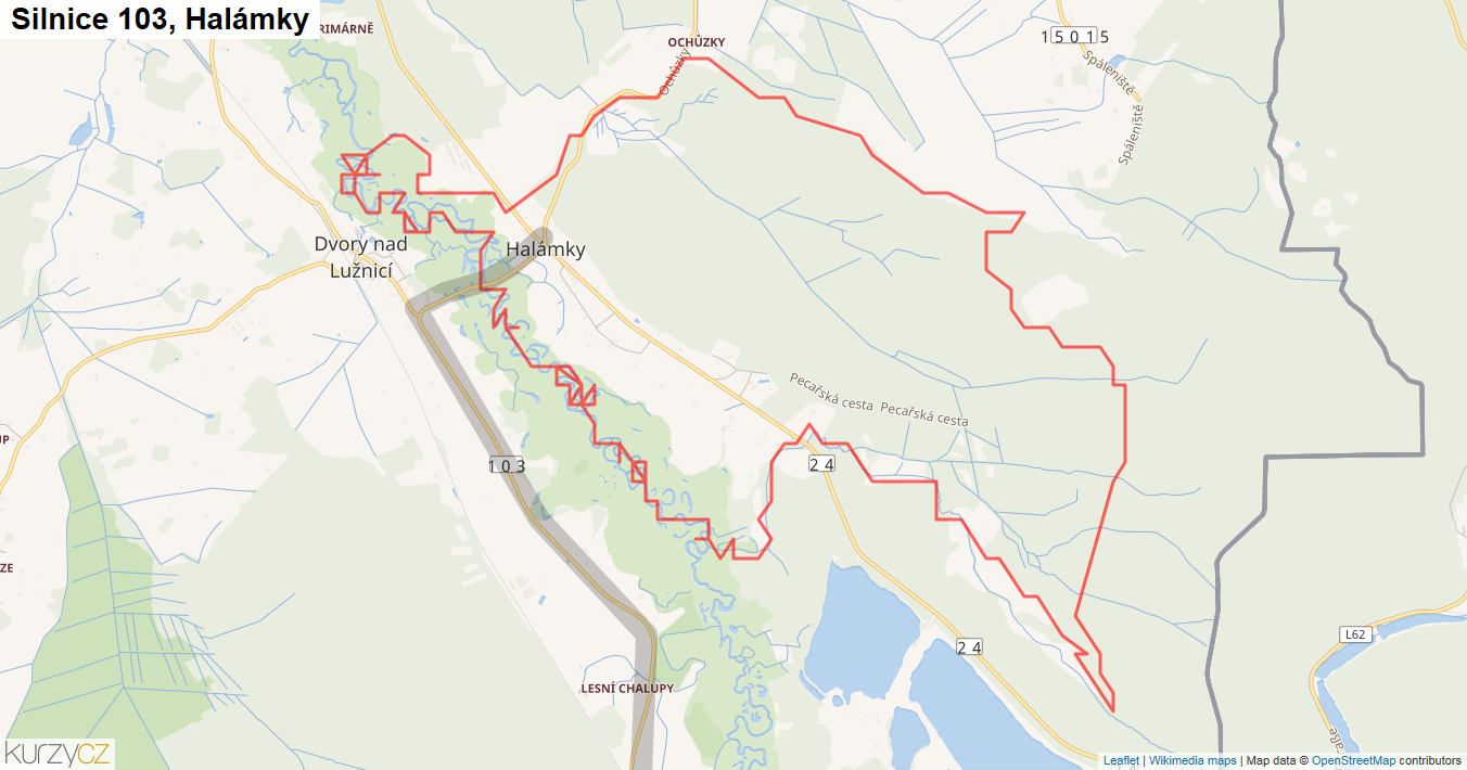 Halámky, Silnice 103 - Mapa