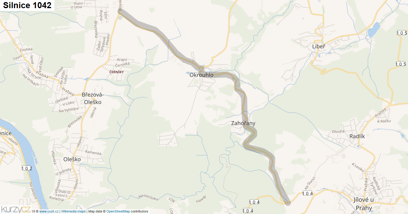 Silnice 1042 - mapa Silnice 1042
