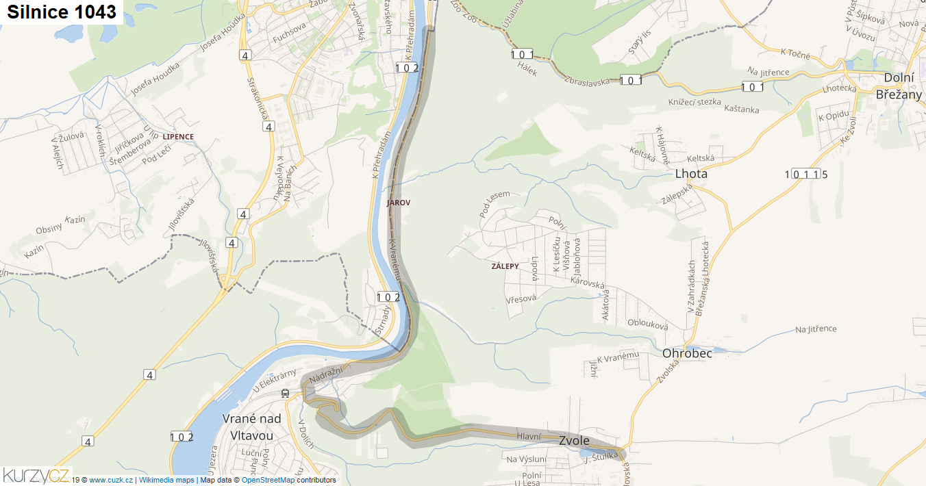 Silnice 1043 - mapa Silnice 1043