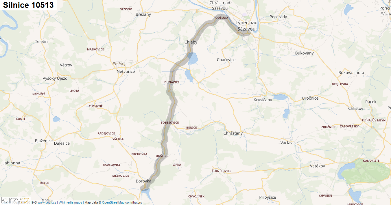 Silnice 10513 - mapa Silnice 10513