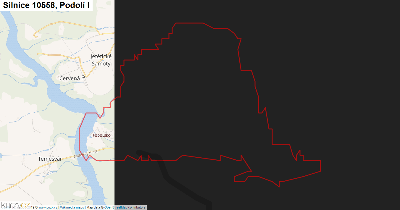 Podolí I, Silnice 10558 - Mapa