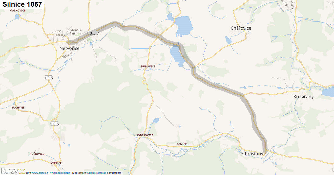 Silnice 1057 - mapa Silnice 1057