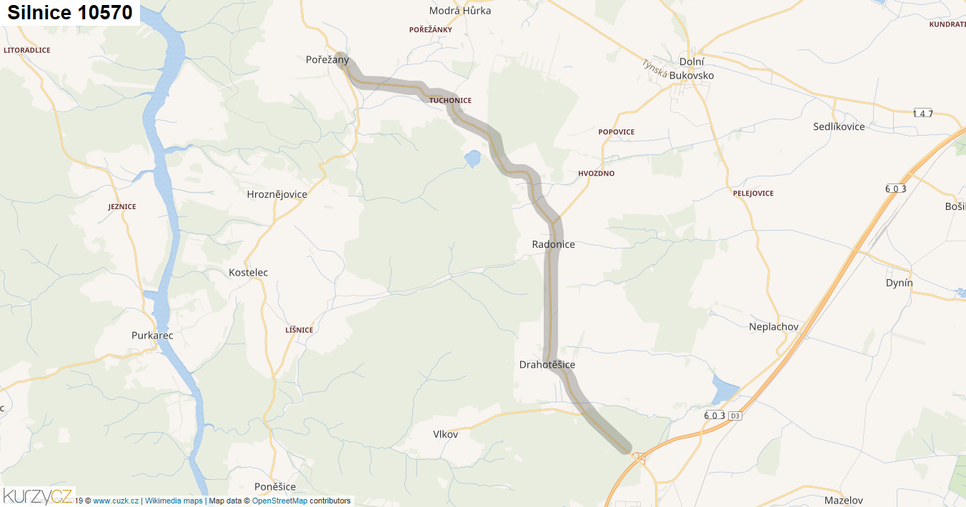Silnice 10570 - mapa Silnice 10570