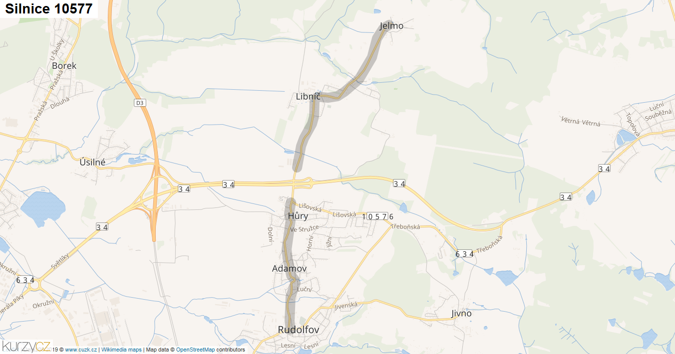 Silnice 10577 - mapa Silnice 10577