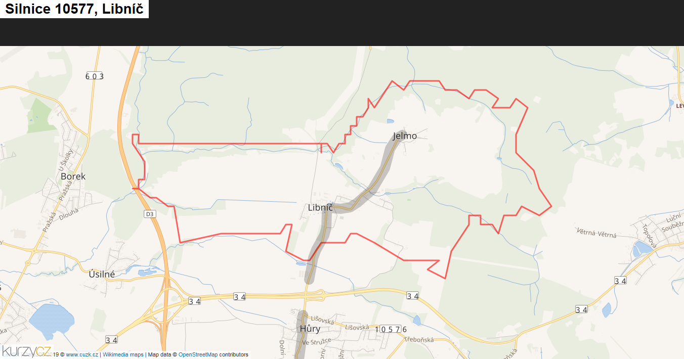 Libníč, Silnice 10577 - Mapa
